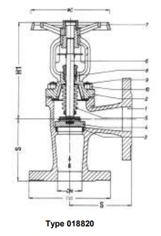 Bellow Sealed Globe Valves, PN 16/DN400 straight type or angle type