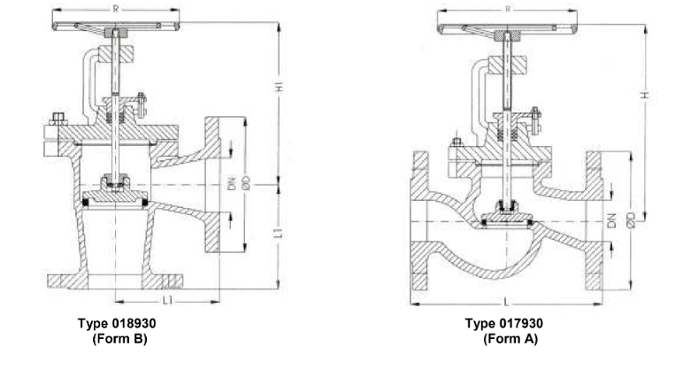 Globe-Check-Valve PN 40 DN 025, Cast Steel/Inox, DIN 86252 SDNR, lose disc with inside spring