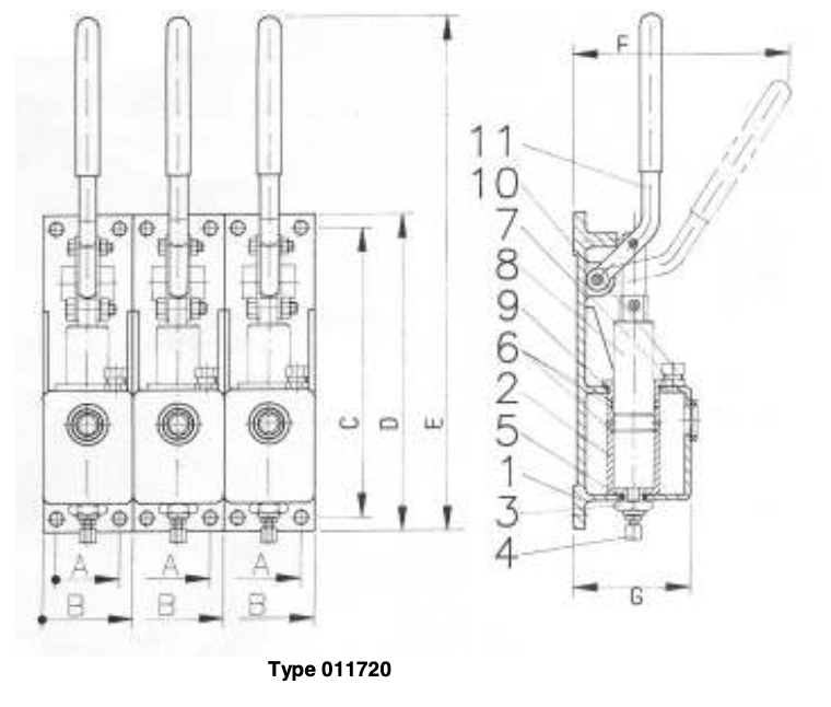 Hydraulic Release station for operating of quick-closing valves - 5 lever