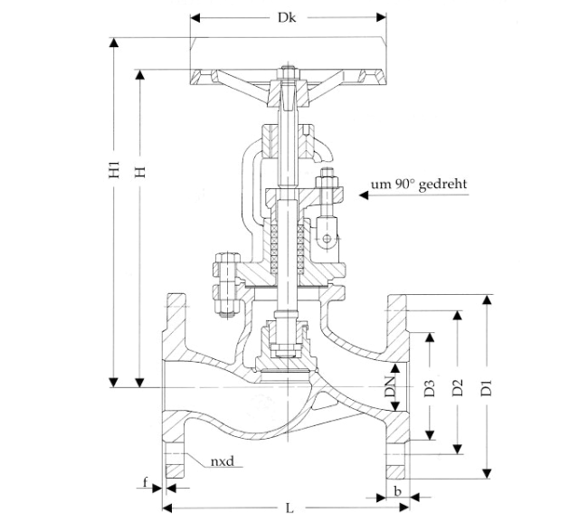 Straight Stop-Valves, PN 40/DN50