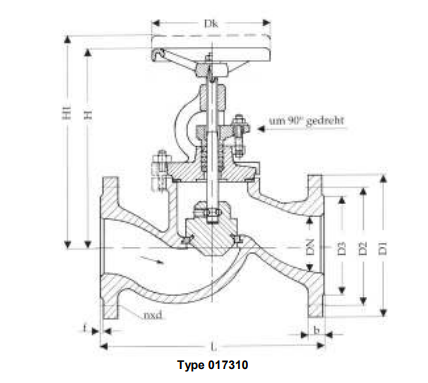 Straight Stop-Valves with throttle-disc, PN 16/DN200