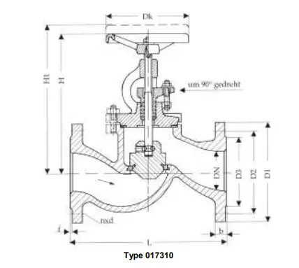 Straight Stop-Valves with throttle-disc, PN 16/DN250