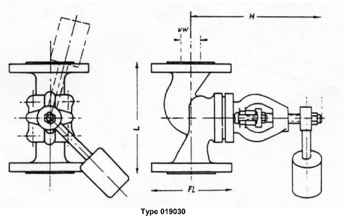 self-closing-valves, straight type, PN 40/DN65 with lever and weight