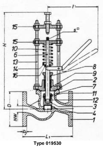 self-closing-drain-valves, PN 40/DN50 spring-closing, with lever