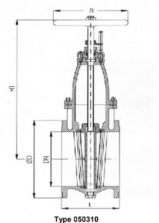 gate valves with indicator, flat body, PN 10/DN100 cast iron EN-JL1040, DIN 3352-2
