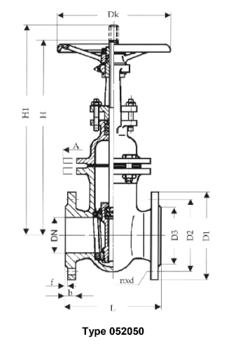 gate valves, oval body, PN 16/DN150 with outside, rising stem