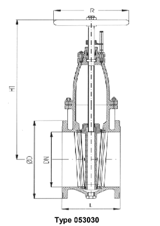 gate valves with indicator, flat body, PN 10/16, DN400 cast steel 1.0619+N, DIN 3352-2