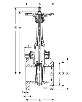 gate valves, flat body, PN 10, DN500 with outside, rising stem