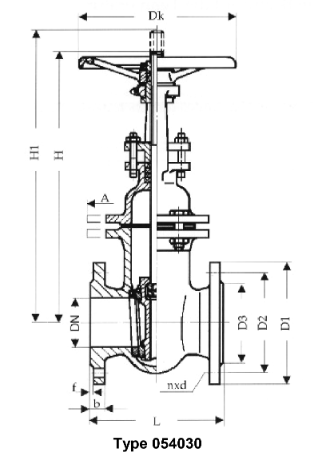 gate valves, flat body, PN 10, DN65 with outside, rising stem