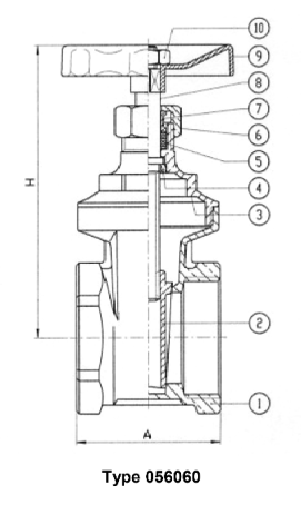 gate valve PN 16 bronze / brass G 3''