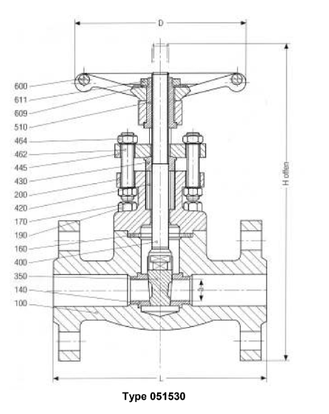Gate valve, PN40/DN15