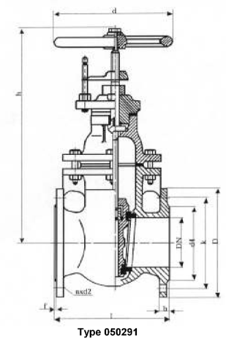 Gate valves, flat body, PN40/DN65, for transformer oil with inside, non-rising stem