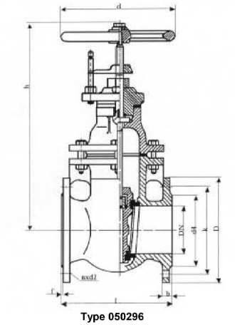 Gate valves, flat body, PN 10/16, DN100, for transformer oil, with inside, non-rising stem
