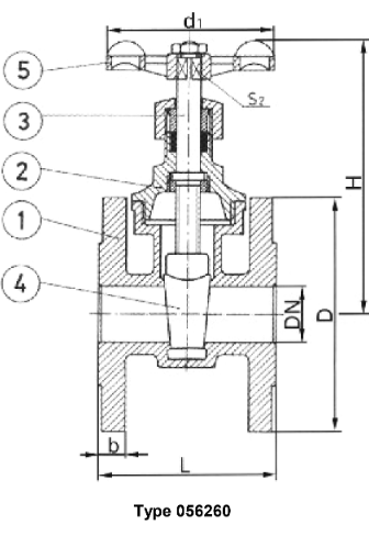 Flanged gate valve PN 16 / DN 080, bronze