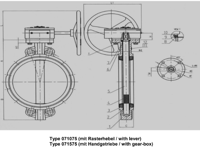 Butterfly-Valves, wafer type PN 10/16 DN100
