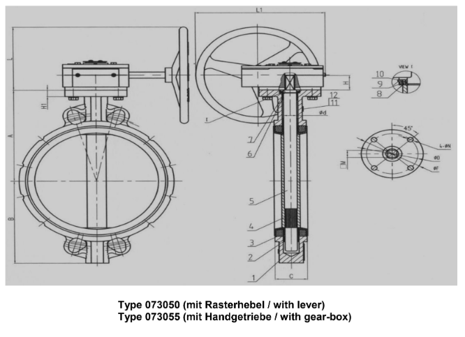 Butterfly valves, wafer type PN 10/16, DN 450