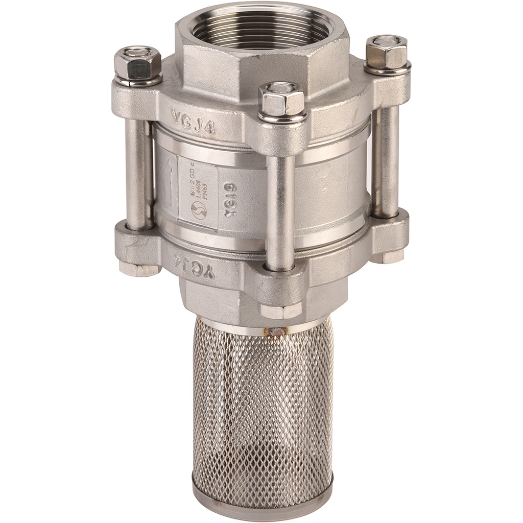 STAINLESS STEEL FOOT V. 383 BSP 1" Check V. 380 +St. steel strainer basket  